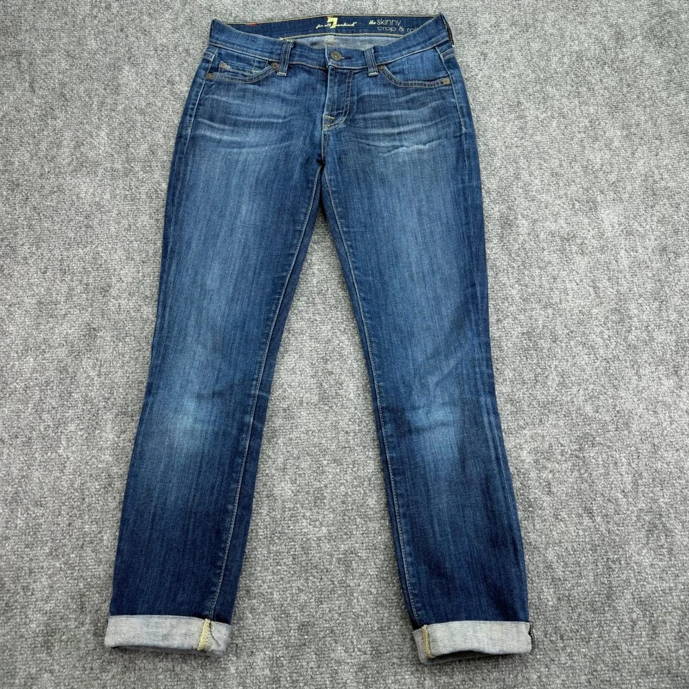 7 For All Mankind Jeans Womens 24 (Fits 27x24) The Skinny Crop Roll USA‎ Made